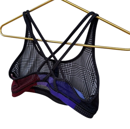 Peloton WITH Wear It To Heart Topsy Turvy Sports Bra Houndstooth Strappy Back Sz Large Brand New