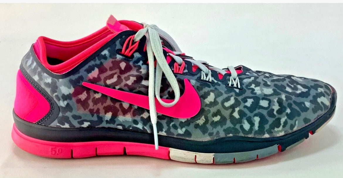 Nike Women's Free TR Connect 2 Running Shoe Grey Leopard Print & Pink 638680-003 Sz 7