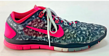 Nike Women's Free TR Connect 2 Running Shoe Grey Leopard Print & Pink 638680-003 Sz 7