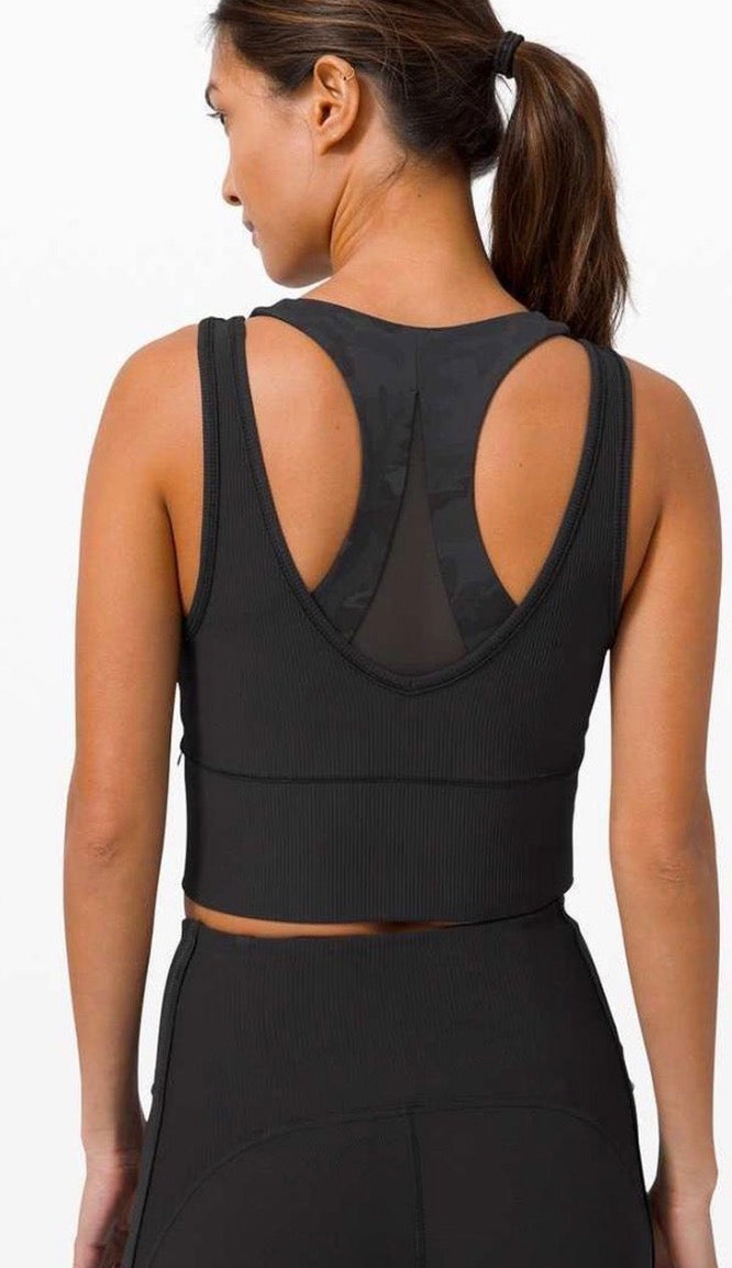 Lululemon Power Pivot Tank Top Rib Black Size 8 Brand New