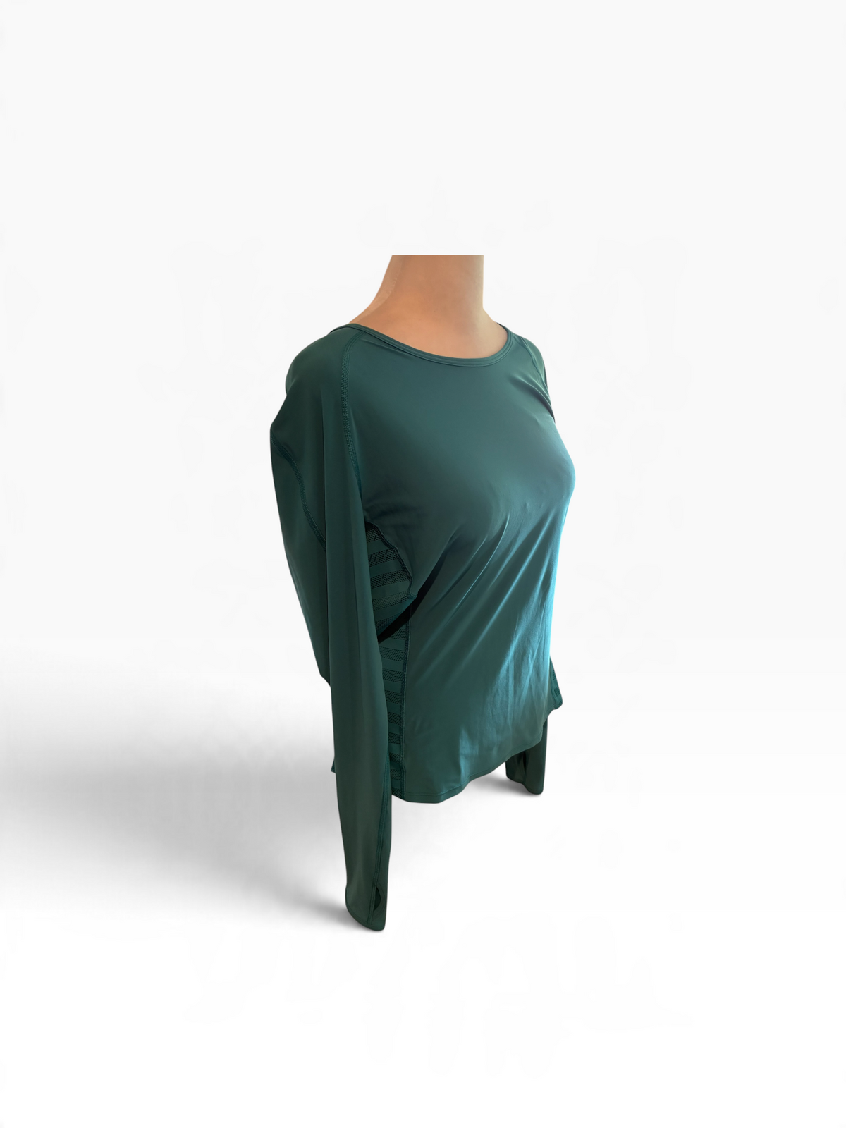 Lululemon Women’s Long Sleeve Running Shirt with Mesh Side Panels Thumbholes Green Jasper Size 10 Brand New