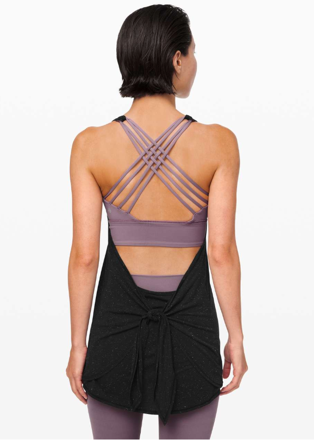 Lululemon Tied in Energy 2-in-1 Tank Black/Frosted Mulberry Sz 8