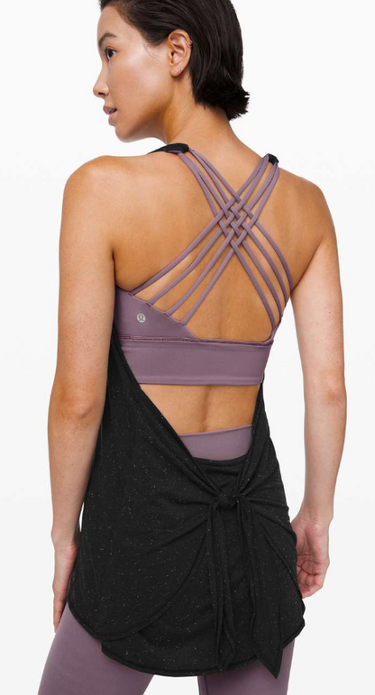 Lululemon Tied in Energy 2-in-1 Tank Black/Frosted Mulberry Sz 8