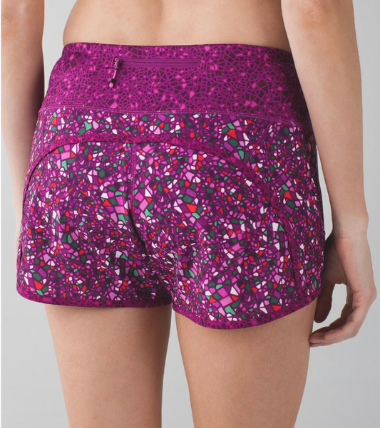 Lululemon Run Times Short 4" Inseam Paradise Camo Multi/Paradise Geo Regal Plum Multi Sz 8
