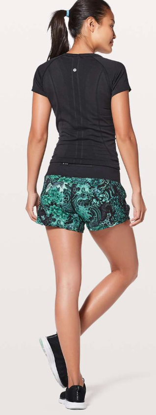 Lululemon Run Times Short II *4" Inseam Memoir Multi Green/Black Sz 8