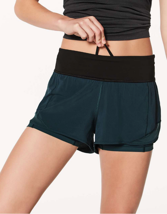 Lululemon Hotty Hot Short Naked 4" Inseam Submarine/Black Sz 10