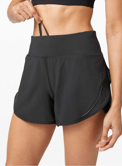 Lululemon Run Off Route High Rise Short 4" Inseam Black Sz 8