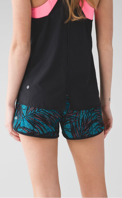 Lululemon Speed Short 2.5" Inseam Palm Lace Tofino Teal Multi/Black Sz 8