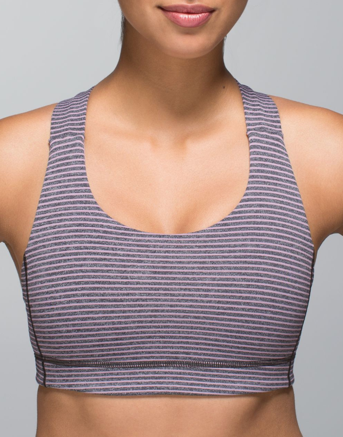 Lululemon All Sport Bra Hyper Stripe Mauvelous Heathered Black Sz 8