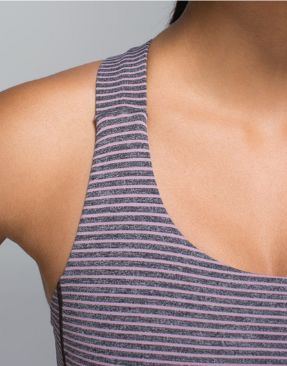 Lululemon All Sport Bra Hyper Stripe Mauvelous Heathered Black Sz 8