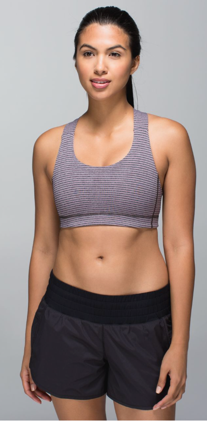 Lululemon All Sport Bra Hyper Stripe Mauvelous Heathered Black Sz 8