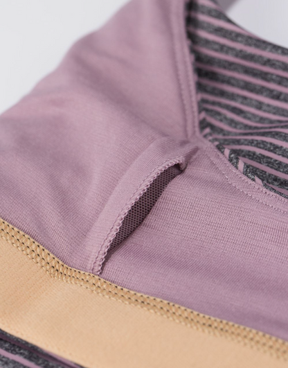 Lululemon All Sport Bra Hyper Stripe Mauvelous Heathered Black Sz 8