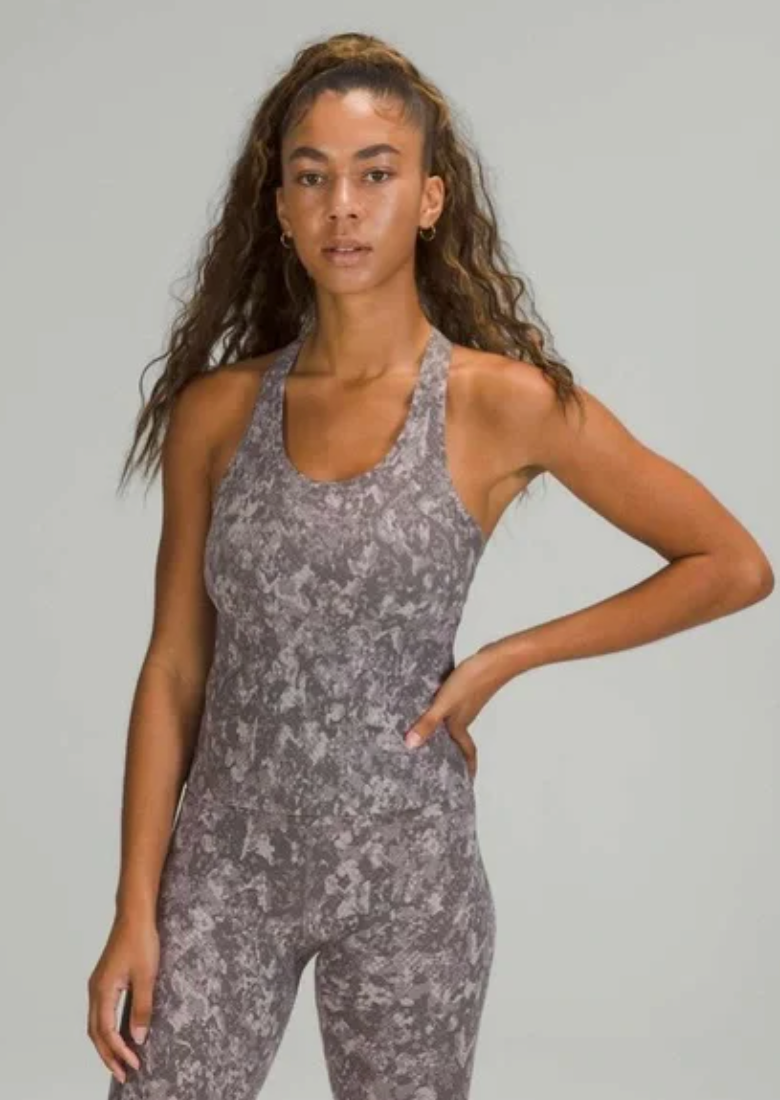 Lululemon Cool Racerback Tank Top Shorter Length Hideaway Camo Lunar Rock Multi Sz 10