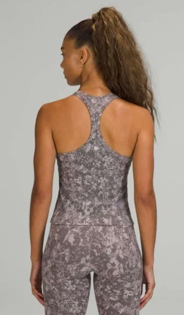 Lululemon Cool Racerback Tank Top Shorter Length Hideaway Camo Lunar Rock Multi Sz 10