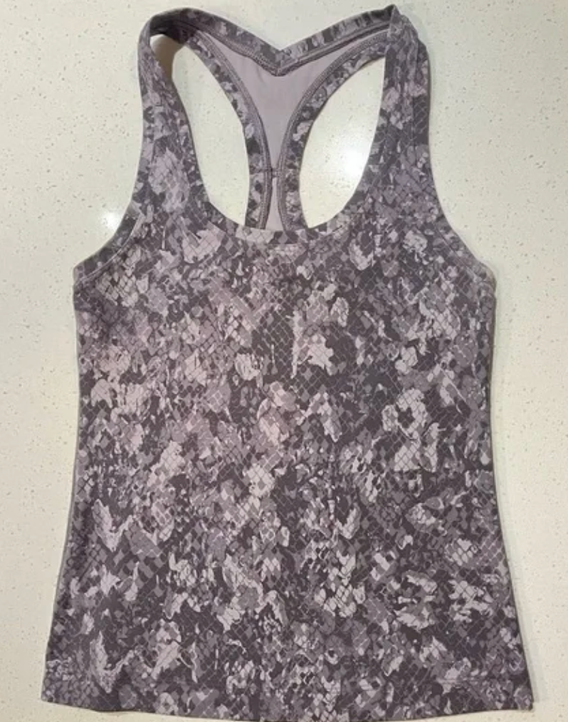 Lululemon Cool Racerback Tank Top Shorter Length Hideaway Camo Lunar Rock Multi Sz 10