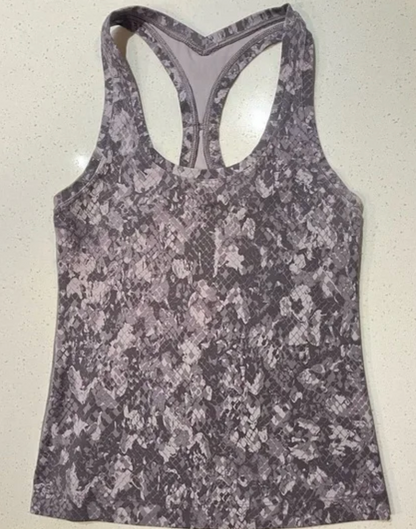Lululemon Cool Racerback Tank Top Shorter Length Hideaway Camo Lunar Rock Multi Sz 10