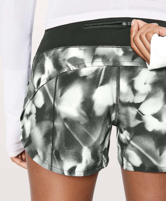 Lululemon Speed Up Short 4" Inseam Mini Blush Blossom Alpine White Black/Black Sz 8