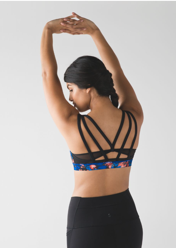 Lululemon Energy Bra (Exhale) Mini Paint Storm Harbor Blue Multi/Black Sz 6