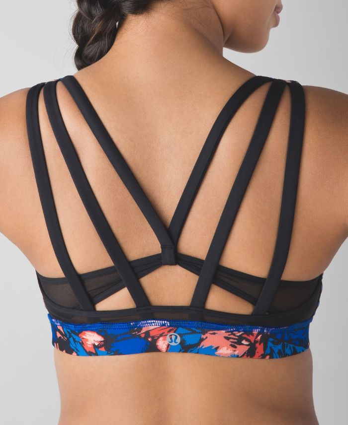 Lululemon Energy Bra (Exhale) Mini Paint Storm Harbor Blue Multi/Black Sz 6