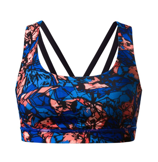 Lululemon Energy Bra (Exhale) Mini Paint Storm Harbor Blue Multi/Black Sz 6