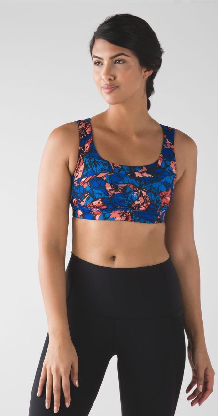 Lululemon Energy Bra (Exhale) Mini Paint Storm Harbor Blue Multi/Black Sz 6