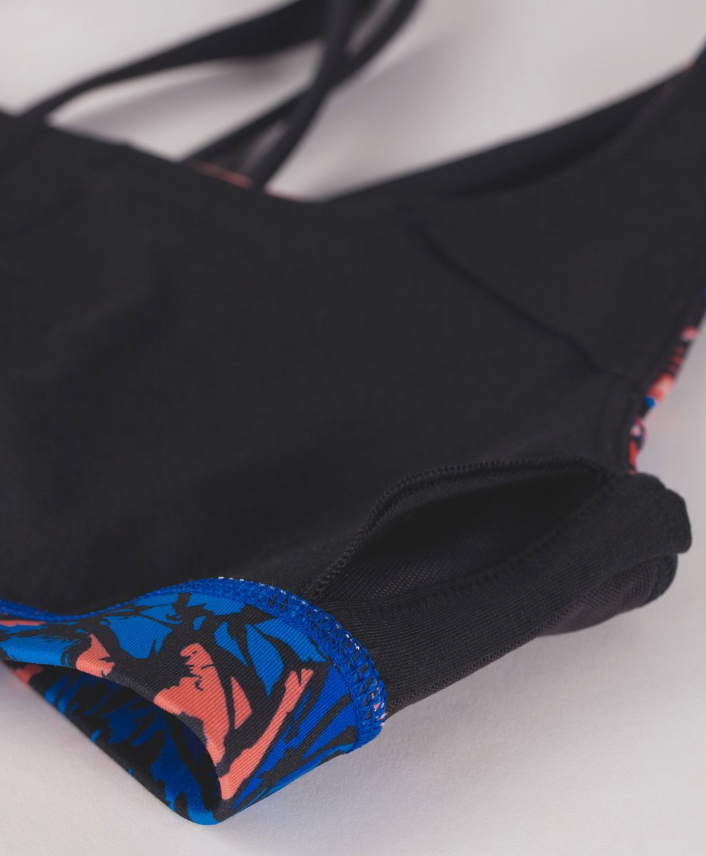 Lululemon Energy Bra (Exhale) Mini Paint Storm Harbor Blue Multi/Black Sz 6