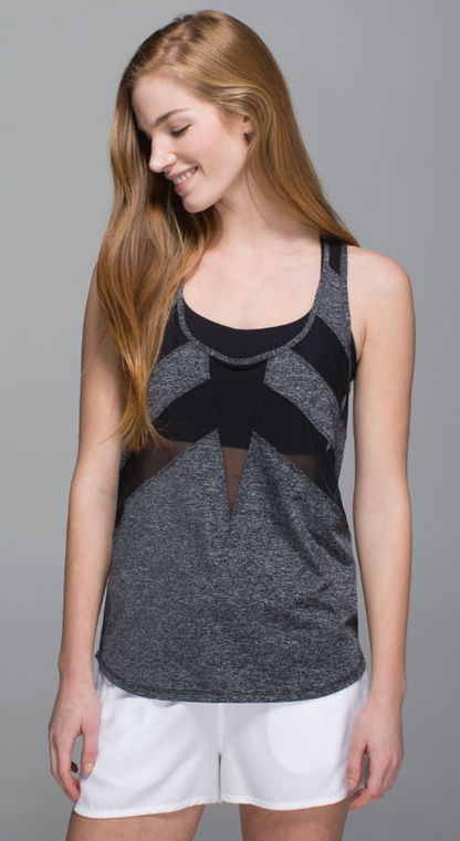 Lululemon If You're Lucky Tank Heathered Black/Black/Raspberry Glo Light Size 10