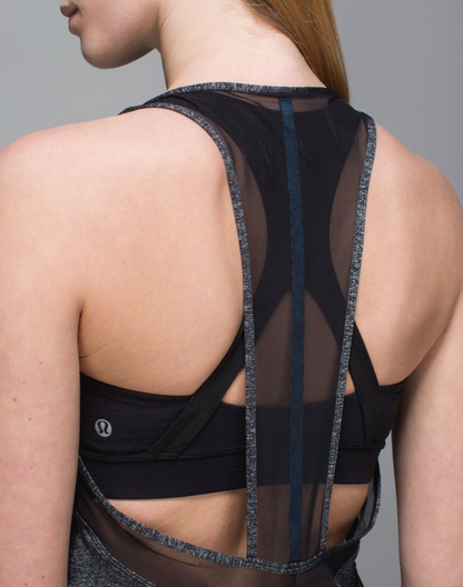 Lululemon If You're Lucky Tank Heathered Black/Black/Raspberry Glo Light Size 10