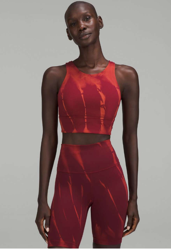 Lululemon Wunder Train Longline Bra Fade Medium Support, C/D Cup Sun Bleached Wash Red Merlot Sz 6