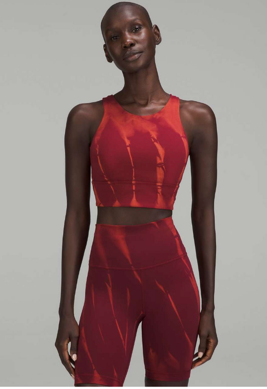 Lululemon Wunder Train Longline Bra Fade Medium Support, C/D Cup Sun Bleached Wash Red Merlot Sz 6