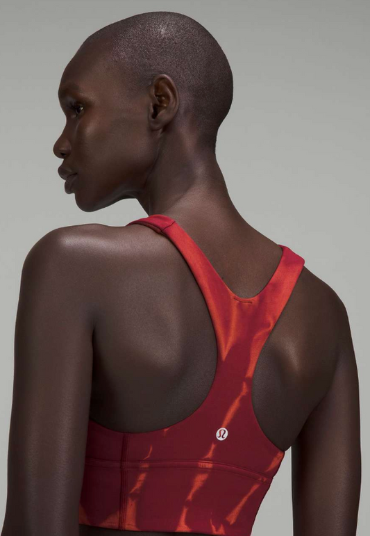 Lululemon Wunder Train Longline Bra Fade Medium Support, C/D Cup Sun Bleached Wash Red Merlot Sz 6