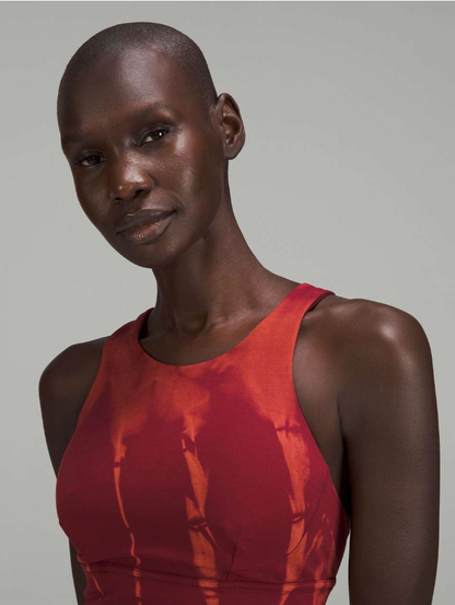 Lululemon Wunder Train Longline Bra Fade Medium Support, C/D Cup Sun Bleached Wash Red Merlot Sz 6