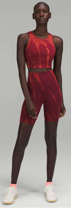 Lululemon Wunder Train Longline Bra Fade Medium Support, C/D Cup Sun Bleached Wash Red Merlot Sz 6