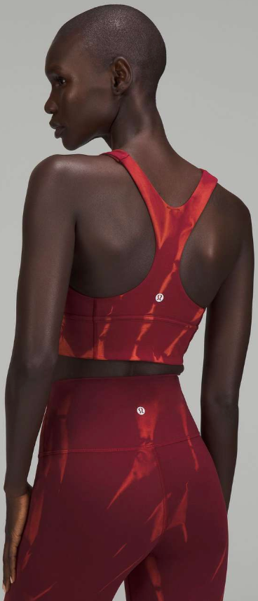 Lululemon Wunder Train Longline Bra Fade Medium Support, C/D Cup Sun Bleached Wash Red Merlot Sz 6