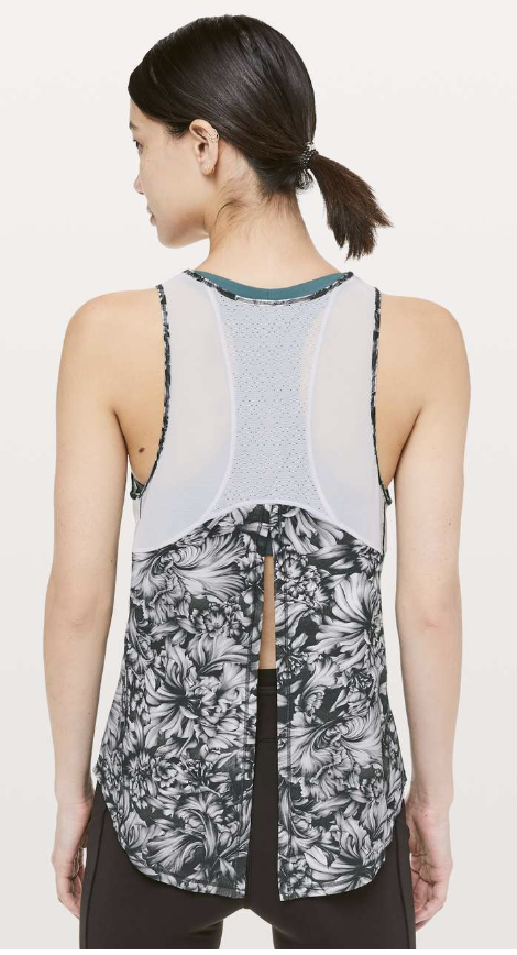 Lululemon Sculpt Tank Tie Back Night Garden Ice Grey Black/Ice Grey Sz 8