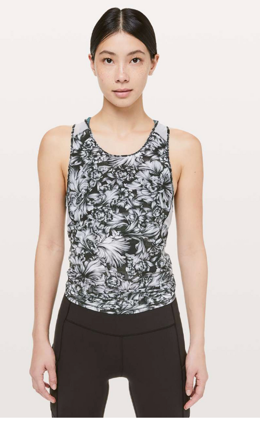 Lululemon Sculpt Tank Tie Back Night Garden Ice Grey Black/Ice Grey Sz 8