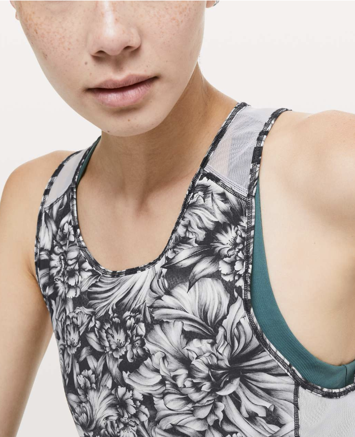 Lululemon Sculpt Tank Tie Back Night Garden Ice Grey Black/Ice Grey Sz 8