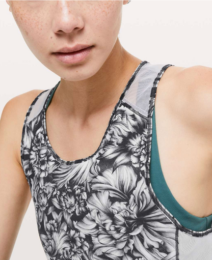 Lululemon Sculpt Tank Tie Back Night Garden Ice Grey Black/Ice Grey Sz 8