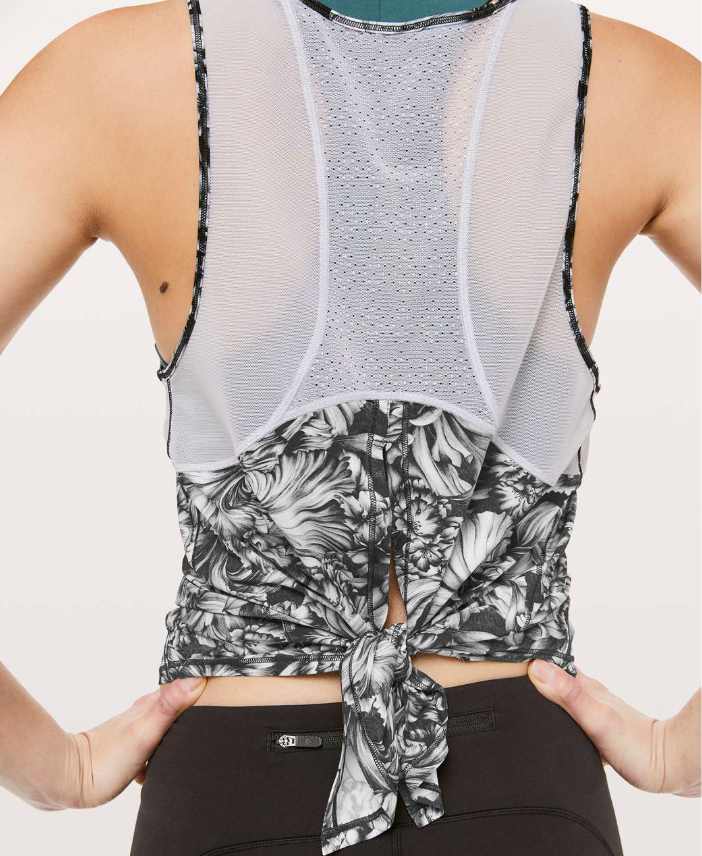 Lululemon Sculpt Tank Tie Back Night Garden Ice Grey Black/Ice Grey Sz 8