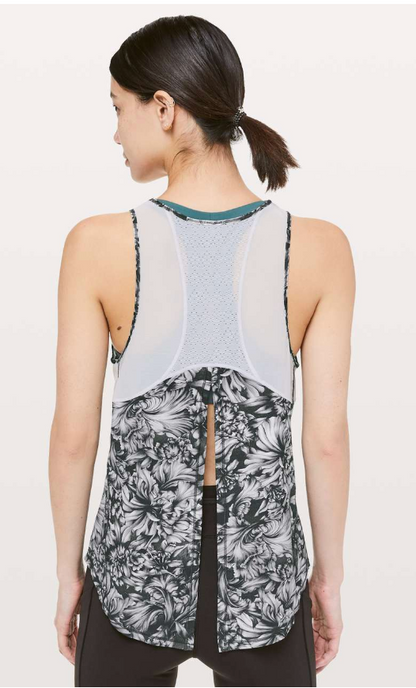 Lululemon Sculpt Tank Tie Back Night Garden Ice Grey Black/Ice Grey Sz 8