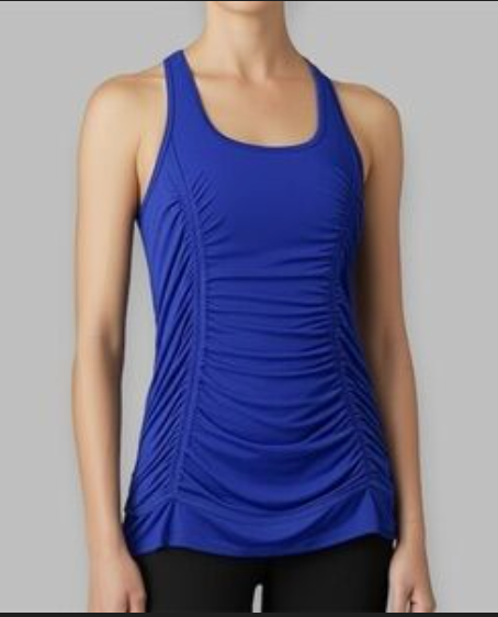 Lululemon Just Wanna Run Cinch Waist Tank Royal Tonka Stripe Pigment Blue Micro Striped Sz 10