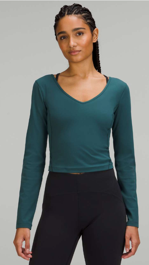 Lululemon Align Long Sleeve Crop Top Green Jasper Sz 6