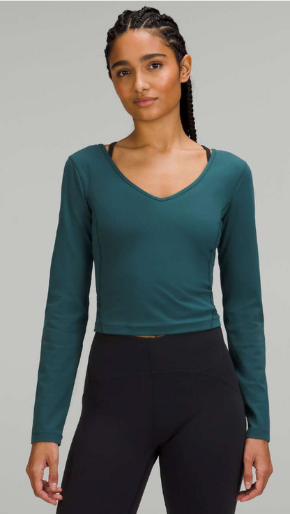 Lululemon Align Long Sleeve Crop Top Green Jasper Sz 6