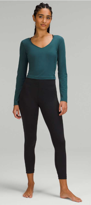 Lululemon Align Long Sleeve Crop Top Green Jasper Sz 6