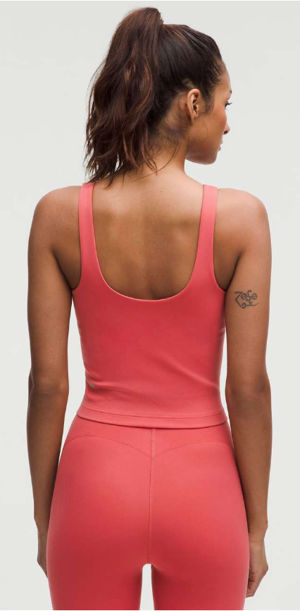 Lululemon Glow Up Crop Tank Top Medium Support, B/C Cup Desert Red Sz 2