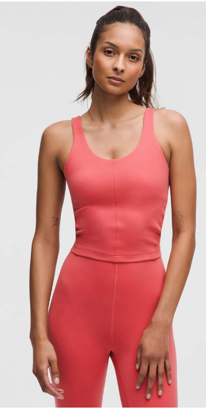 Lululemon Glow Up Crop Tank Top Medium Support, B/C Cup Desert Red Sz 2