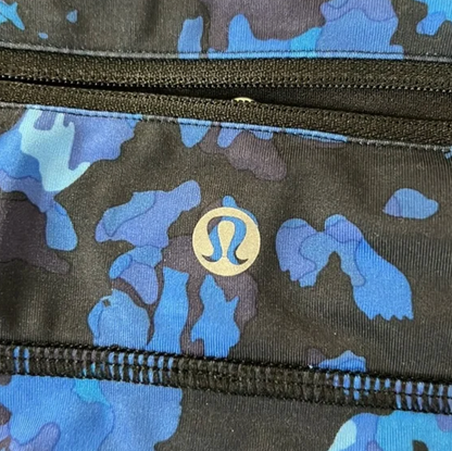 Lululemon High Rise Leggings with Leg Ruching Blue & Black Print Sz 6