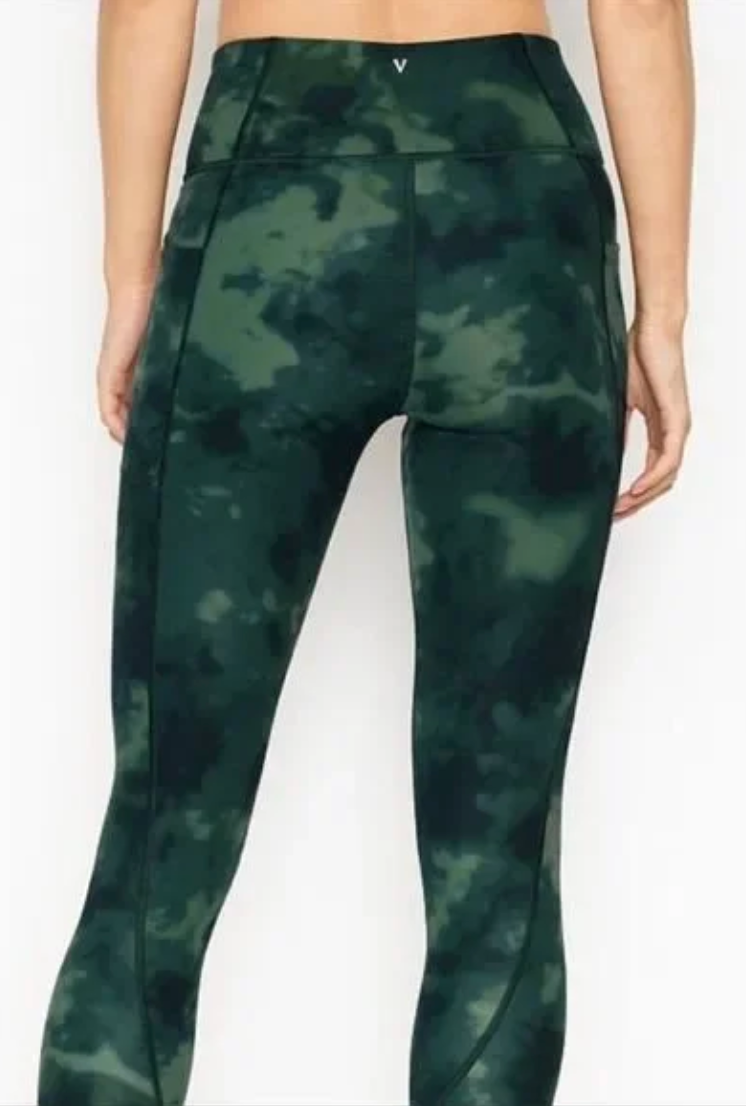 Victoria's Secret High Rise Flow on Point Legging Yoga pants Tie Dye Green & Navy Blue Sz Small Brand New