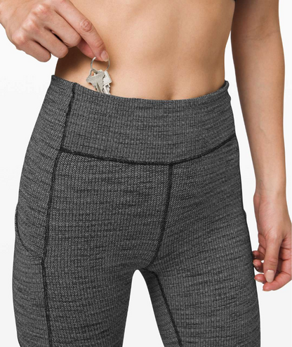 Lululemon Speed Up Tight 28" Inseam Full-On Luxtreme Luon Variegated Knit Black Heathered Black Sz 6 Brand New