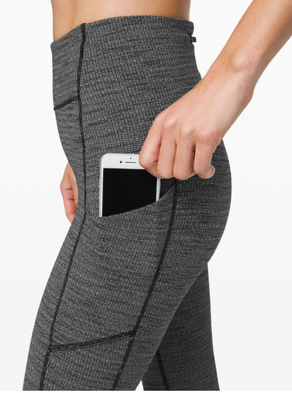 Lululemon Speed Up Tight 28" Inseam Full-On Luxtreme Luon Variegated Knit Black Heathered Black Sz 6 Brand New